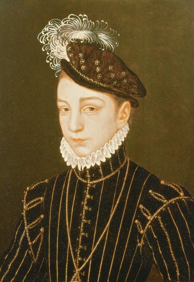 Porträt von Karl IX. (verwandt mit einer Zeichnung in der Eremitage, St. Petersburg) von François Clouet