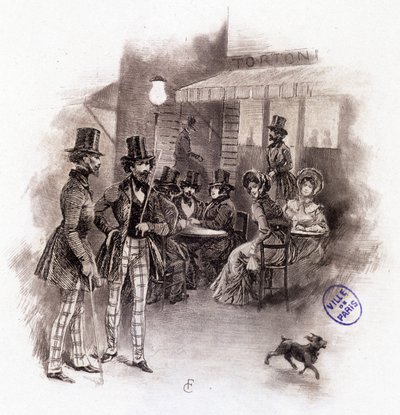 Illustration von „Profil einer Grisette“ neu gehörend zur Sammlung „Mimi de Pinson“ von Alfred de Musset von François Courboin