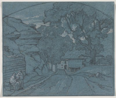 Landschaft mit zwei Mönchen von François Edouard Bertin