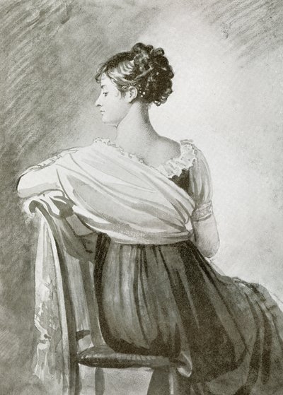 Porträt von Frau Récamier, schwarze Kreide, Aquarellakzente, von François Gérard von François Gérard