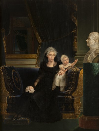 Porträt von Prinzessin Caroline von Neapel und Sizilien (1798-1870), Herzogin von Berry, Witwe von Charles Ferdinand, Herzog von Berry, mit ihrer Tochter Louise Marie Thérèse d