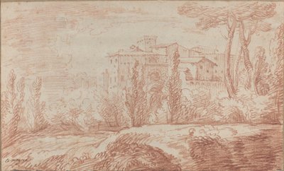 Eine italienische ummauerte Stadt durch Bäume gesehen von François Le Moyne