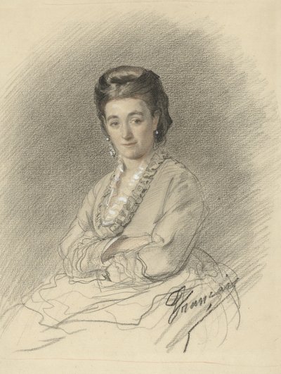 Sitzende Dame, die Arme verschränkt von François Louis Français (signed by artist)