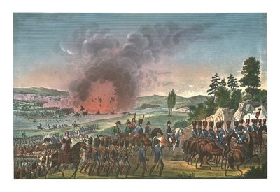 Rückzug der Franzosen nach der Schlacht von Leipzig, 19. Oktober 1813, ca. 1850 von François Pigeot