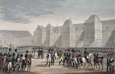 Die Abdankung Napoleons und seine Abreise von Fontainebleau nach Elba, 20. April 1814 von François Pigeot