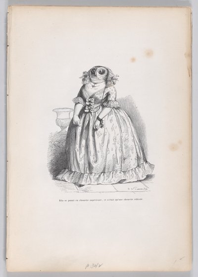 Sie posierte sich als überlegene Eule und war nur eine lächerliche Eule aus Szenen von..., ca. 1837-47 von François Rouget