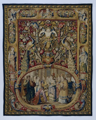 Christus en de overspelige vrouw, in een cartouche en een groteskendecor von François Spiering (possibly)