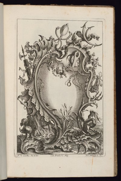 Kartusche mit Merkurstab, Buch der unregelmäßigen Kartuschen von François de Cuvilliés the Elder