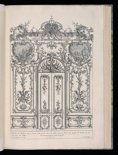 Wand mit Doppeltür, Livre de Lambris (Buch der Täfelung) von François de Cuvilliés the Elder