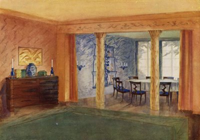 Wohn- und Esszimmer (Farblithographie) von Frans Arnold Breuhaus de Groot