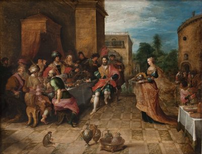 Das Festmahl des Herodes. Salome präsentiert den Kopf Johannes des Täufers von Frans Francken d.Y.