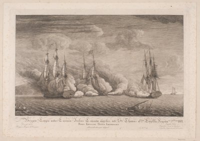 Die Brigg Lougen wird bei St. Thomas angegriffen, 3. März 1801 von Frans Martin Dodt