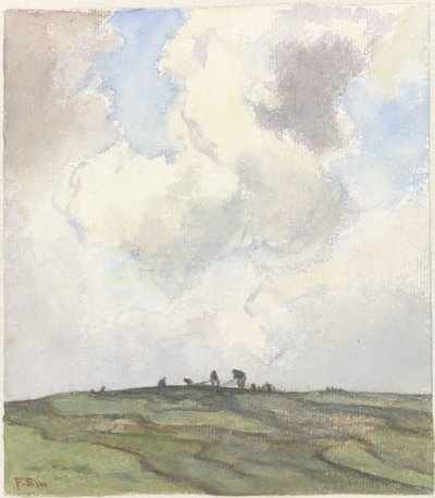 Netze flicken auf einer Wiese hinter den Dünen von Frans Alexander Evert Lodewijk Smissaert