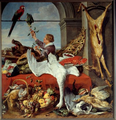 Innenansicht von Büros, Stillleben von Wild, Gemüse, Gemälde von Franz Snyders (1579-1657) 17. Jahrhundert von Frans Snyders or Snijders