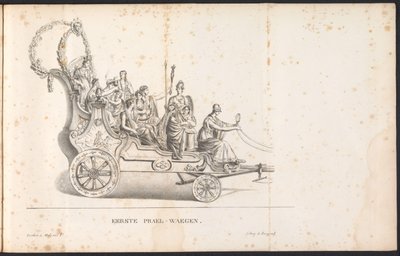 Erster Prunkwagen im Umzug für den Heiligen Rombout, 1825 von Frans Vervloet