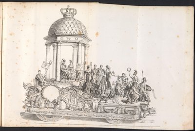 Fünfter Prunkwagen im Umzug für den Heiligen Rombout, 1825 von Frans Vervloet