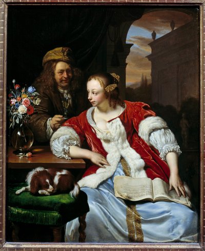 Das unterbrochene Lied (Porträts des Künstlers und seiner Frau) von Frans van Mieris