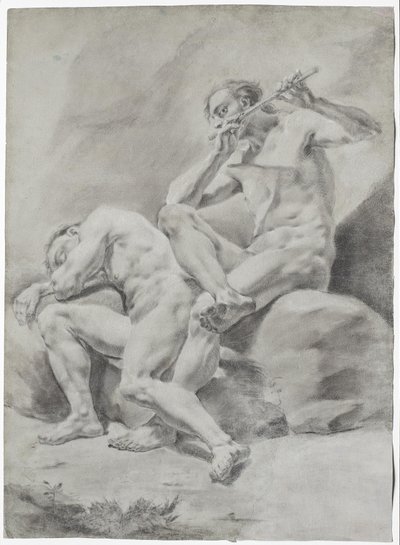 Zwei nackte Männer, schlafend und Flöte spielend von Franz Anton Maulbertsch