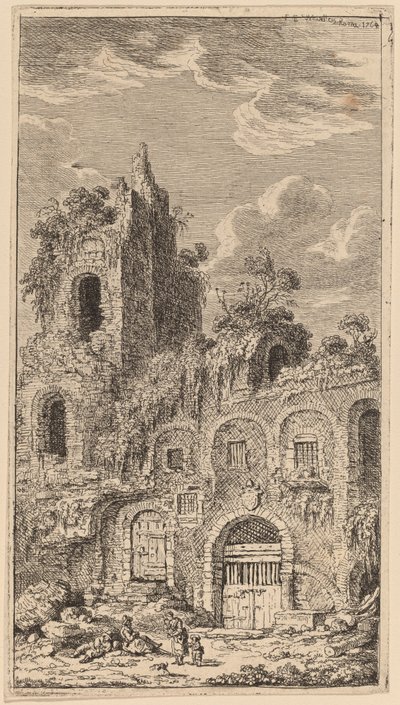Fragment der alten Stadtmauer bei San Giovanni Laterano von Franz Edmund Weirotter