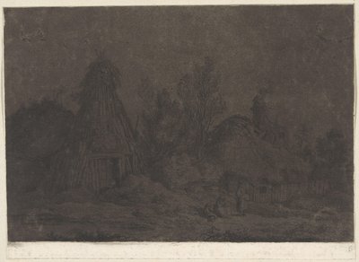 Mondlichtszene mit Figuren vor einer Hütte von Franz Edmund Weirotter