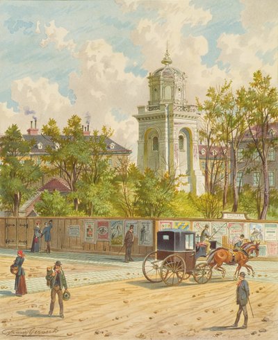 Die Währinger Straße in Wien (mit dem Turm der Ferdinands-Wasserleitung) von Franz Gerasch
