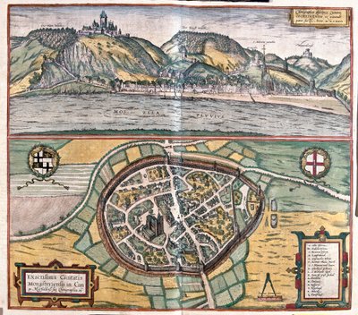 Genaue Darstellung der Stadt Münstermaifeld im Maifeld, Deutschland von Franz Hogenberg