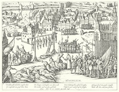 Massenhinrichtungen durch die Spanier in Haarlem, Niederlande, 1573 von Franz Hogenberg