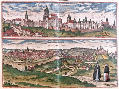 Prag, Hauptstadt des Königreichs Böhmen, Tschechische Republik (Gravur) von Franz Hogenberg