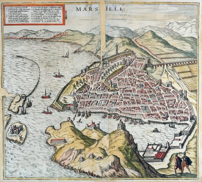 Ansicht von Marseille im 16. Jahrhundert, zeigt das Leprahospital unten links, aus 