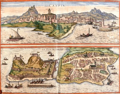 Ansichten von Candia (heutiges Heraklion) auf der Insel Kreta und Korfu, griechische Insel von Franz Hogenberg