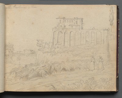 Album mit Ansichten von Rom und Umgebung, Landschaftsstudien, Seite 07a: Villa Barberini in Rom von Franz Johann Heinrich Nadorp