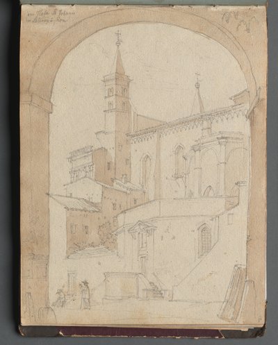 Album mit Ansichten von Rom und Umgebung, Landschaftsstudien, Seite 18a: Sankt Johannes Lateran, Rom von Franz Johann Heinrich Nadorp