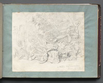 Album mit Ansichten von Rom und Umgebung, Landschaftsstudien, Seite 24a: In der Villa Walkonsky von Franz Johann Heinrich Nadorp