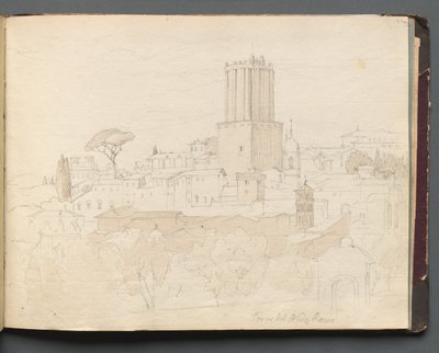 Album mit Ansichten von Rom und Umgebung, Landschaftsstudien, Seite 47a: Torre del Nero, Rom von Franz Johann Heinrich Nadorp