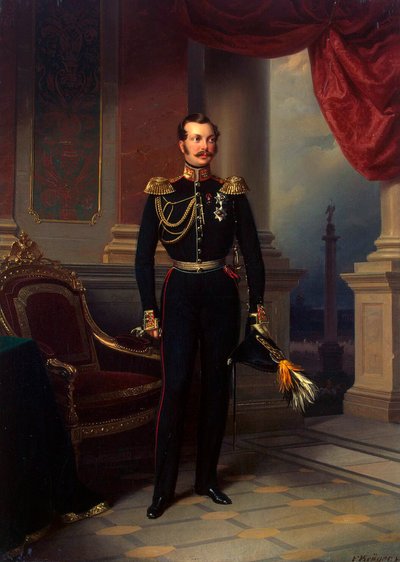 Porträt des Kronprinzen Alexander Nikolajewitsch, 1818-1881, um 1840 von Franz Kruguer