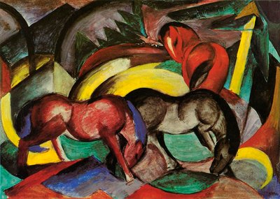 Drei Pferde, 1912 von Franz Marc