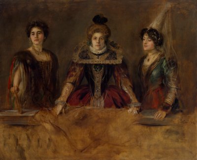 Gruppenbildnis: Drei Damen im Kostüm (Fräulein Heuberger, Frau Obermayer und Frau Putz) von Franz von Lenbach