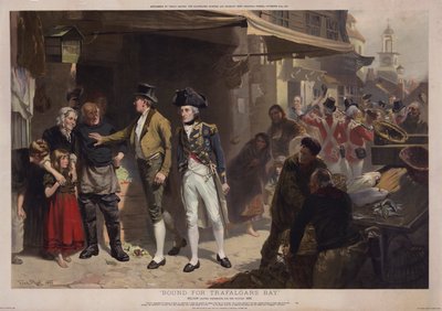 Auf dem Weg nach Trafalgars Bucht, Nelson verlässt Portsmouth für die Victory von Fred Roe