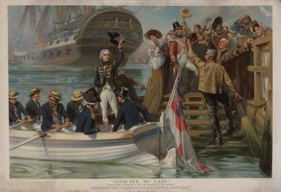 Nelson verlässt Portsmouth, um mit der Victory nach Trafalgar zu segeln von Fred Roe