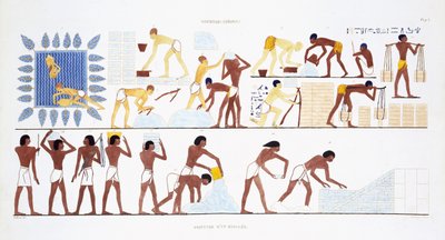 Ziegelherstellung, aus einem seltenen Bericht über Fresken aus Theben, aufgezeichnet 1819-1822 bei seinem zweiten Besuch in Ägypten von Frederic Cailliaud von Frederic (after) Cailliaud