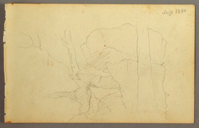 Zeichnung, Felsen zwischen Bäumen, 1844 von Frederic Edwin Church
