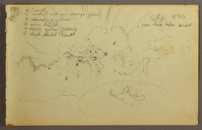 Zeichnung, Wolkenstudie mit durchbrechender Sonne, 1844 von Frederic Edwin Church