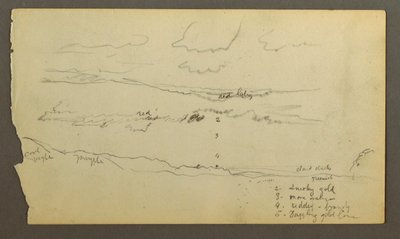 Zeichnung, Bewölkter Himmel über Tal (Maine?), möglicherweise 1860 von Frederic Edwin Church