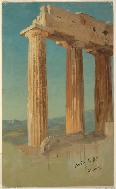 Zeichnung, Säulen des Parthenon, Athen, 21. April 1869 von Frederic Edwin Church