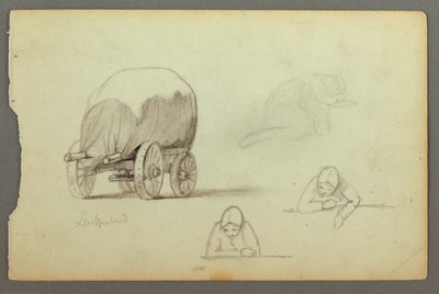 Planwagen, drei Studien einer Frau, möglicherweise 1868 von Frederic Edwin Church