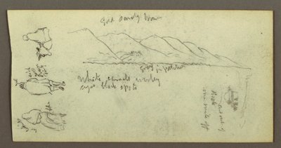 Zeichnung, Figurenstudie, Gebirgskette, möglicherweise 1868 von Frederic Edwin Church