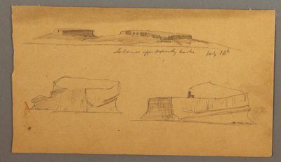 Insel vor Henly Harbor und zwei treibende Eisberge, 16. Juli 1859 von Frederic Edwin Church