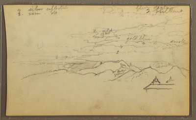 Zeichnung, Landschaft; Rückseite: Boot, Botanische Skizzen, 1857 von Frederic Edwin Church