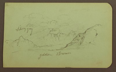 Zeichnung, Landschaft; Rückseite: Figuren, Kirche, 1883 von Frederic Edwin Church