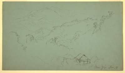 Zeichnung, Berglandschaft, Haus, "in der Nähe von Jorje," Ecuador, Juni 1857 von Frederic Edwin Church